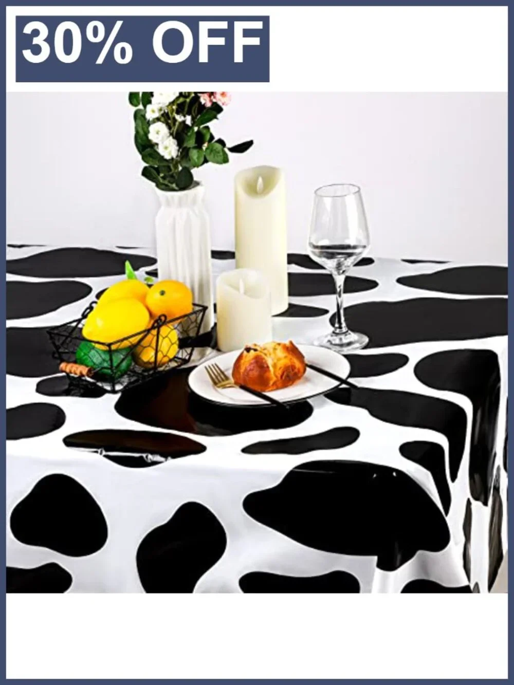 2 Pack Cow Print Plastic Tablecloths 108x54 Farm Animal Party Decor
